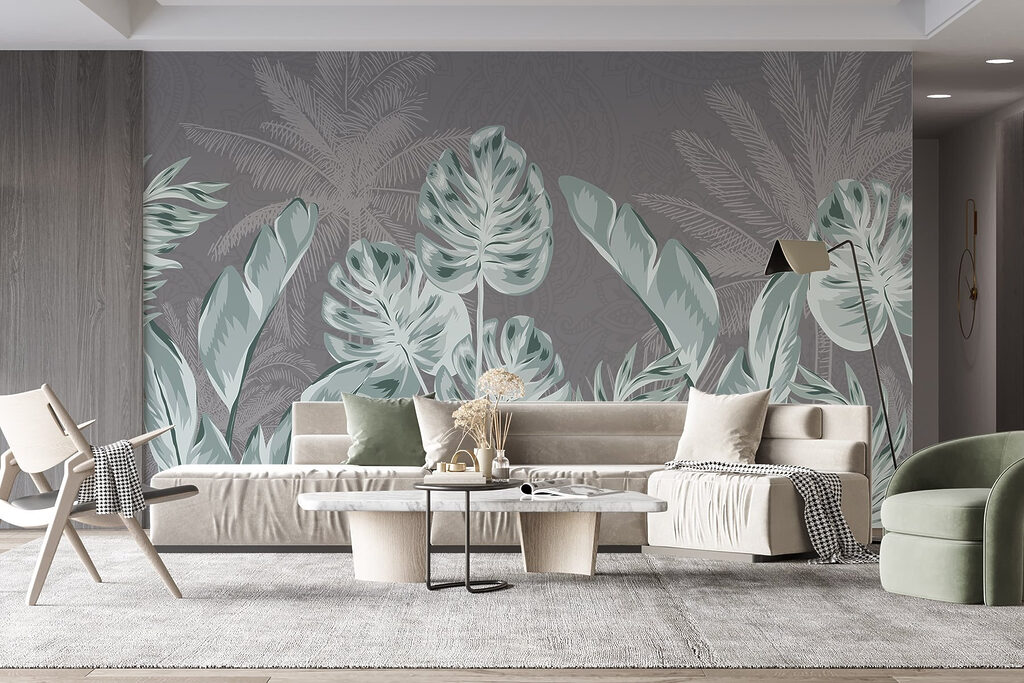 - Tropical leaves on a subtle background - Tropical leaves on a subtle background