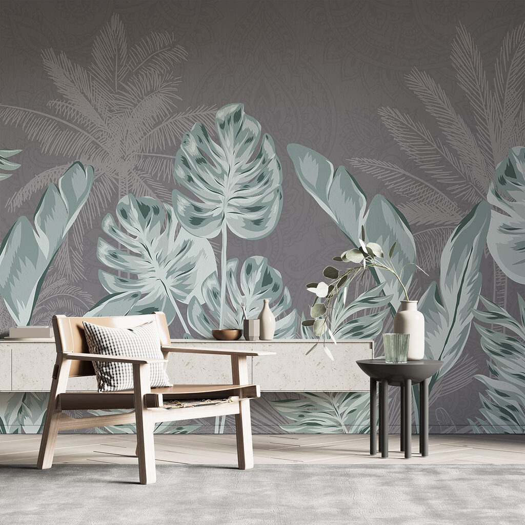 - Tropical leaves on a subtle background - Tropical leaves on a subtle background
