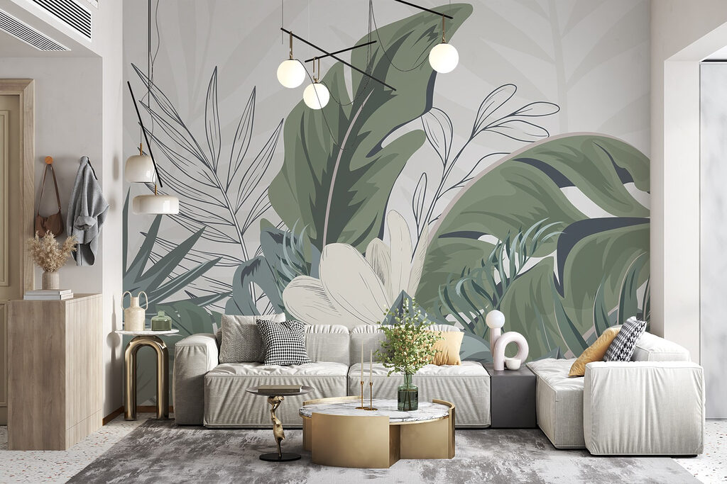 Tropical leaves in serene arrangement
