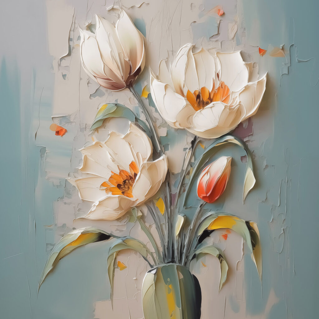 Painting of flowers in a vase Painting of flowers in a vase