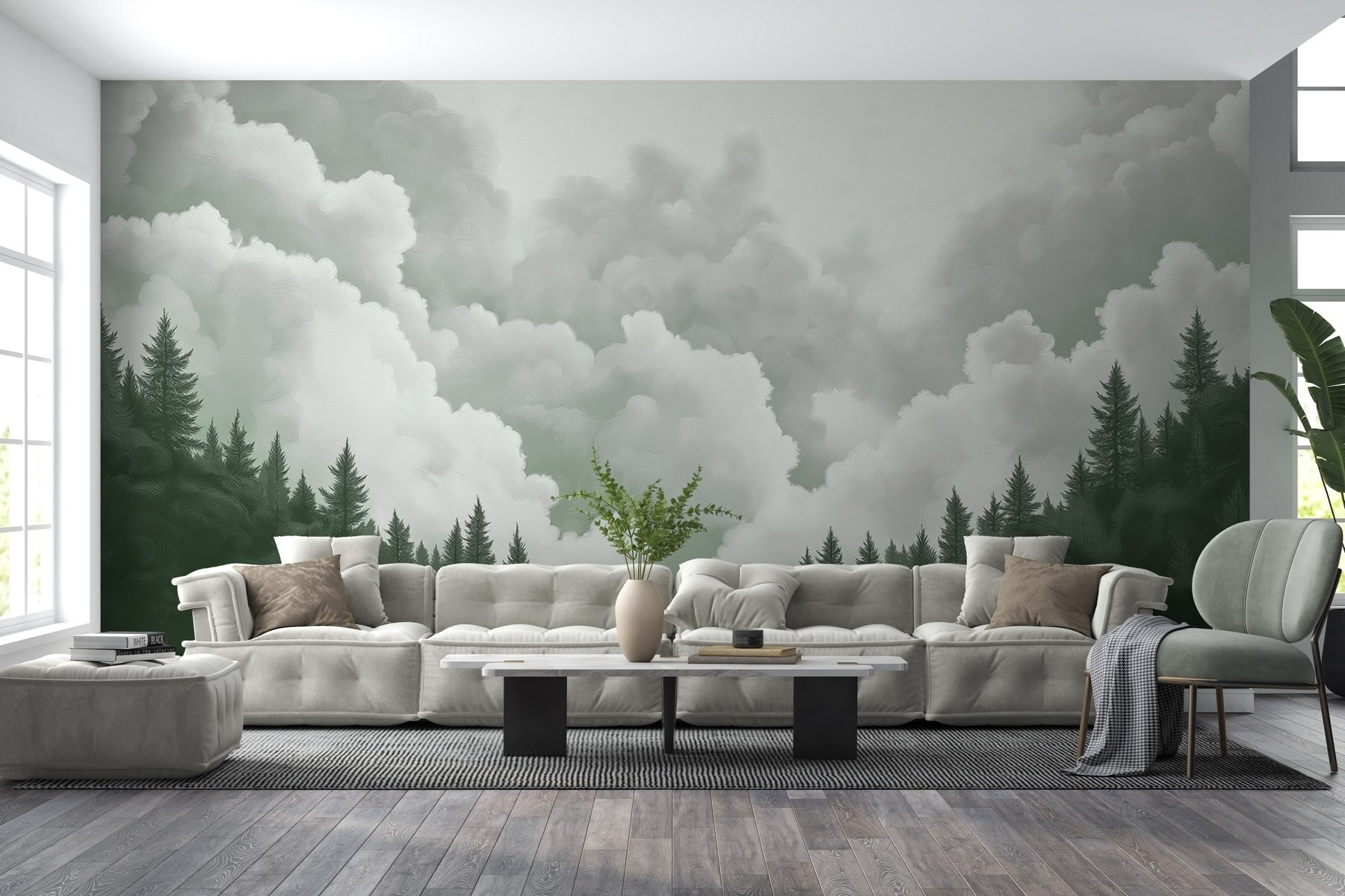 Group of trees and clouds