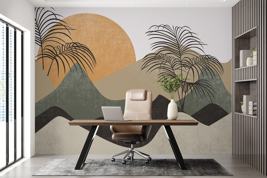 Palm trees and mountains