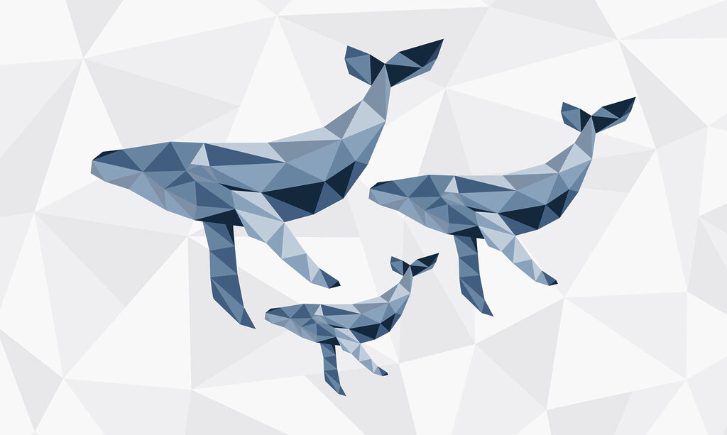 Група китів у стилі low poly Група китів у стилі low poly