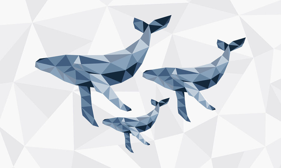 Група китів у стилі low poly