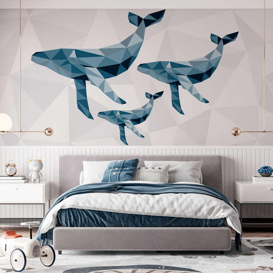 Група китів у стилі low poly