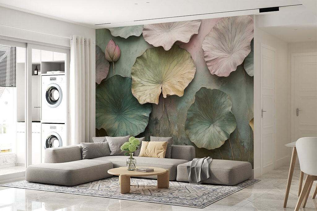 Wall with leaves on it