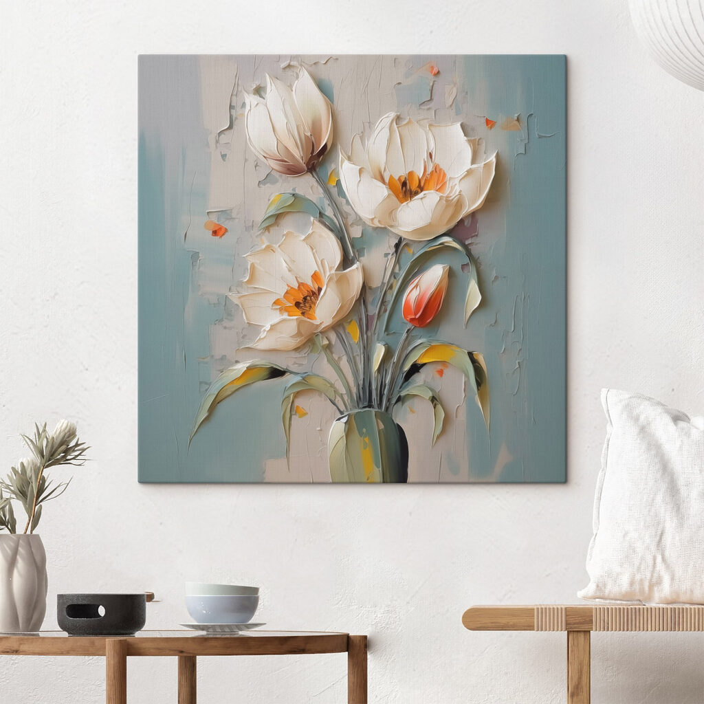 Painting of flowers in a vase Painting of flowers in a vase