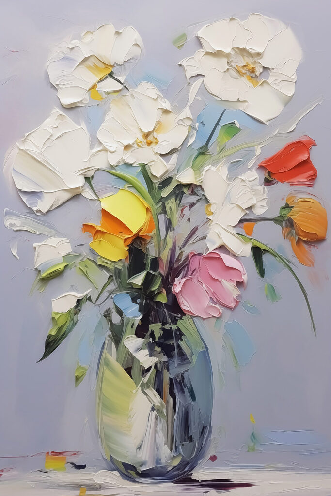 Painting of flowers in a vase