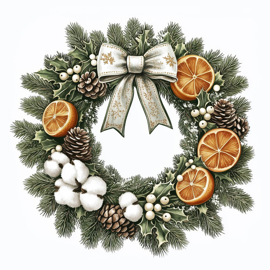 Wreath with oranges and berries Wreath with oranges and berries