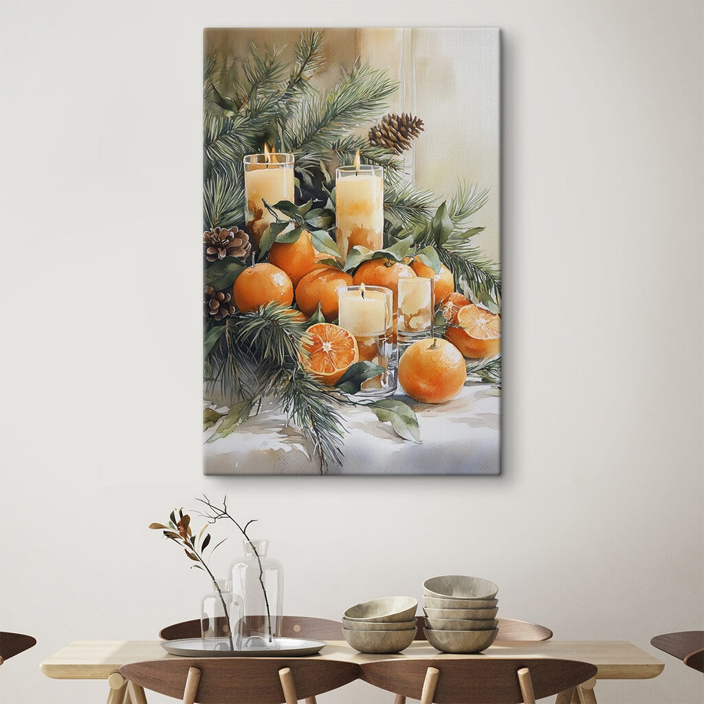 Painting of oranges and candles Painting of oranges and candles