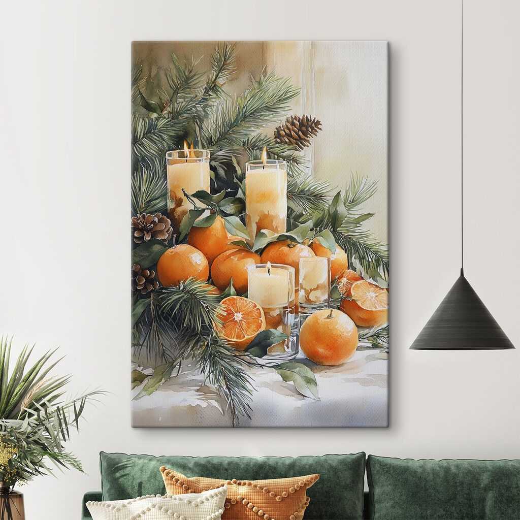Painting of oranges and candles Painting of oranges and candles