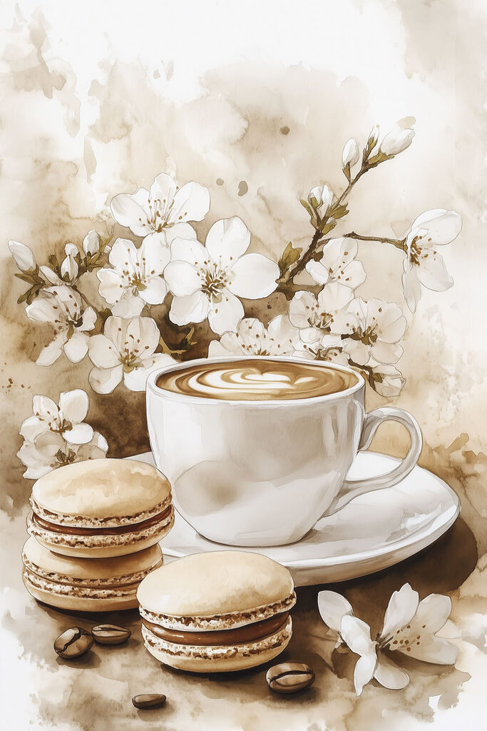 Cup of coffee and macaroons Cup of coffee and macaroons