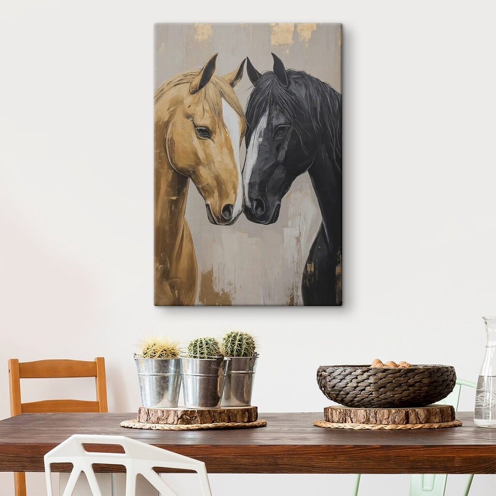 Two horses in gentle embrace