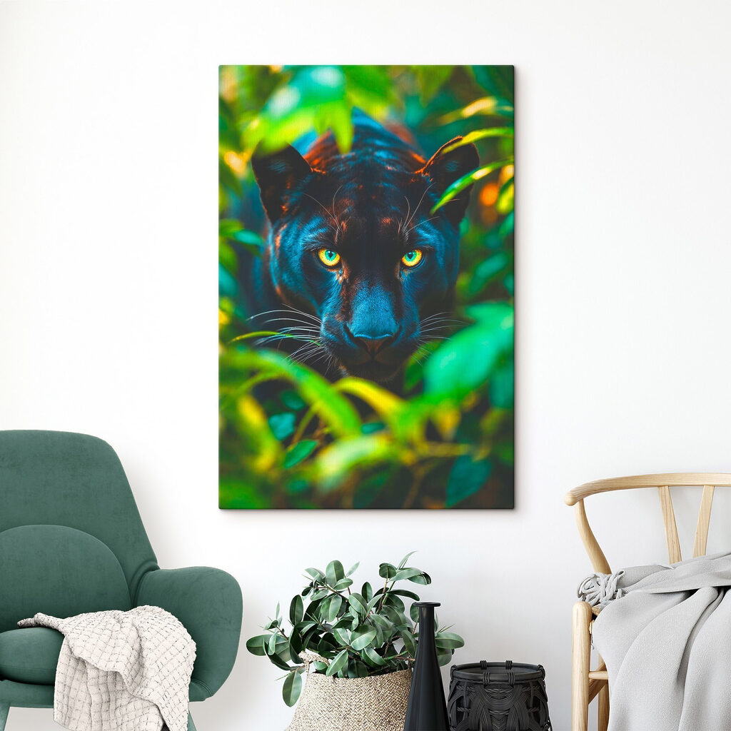 Black panther with green eyes Black panther with green eyes