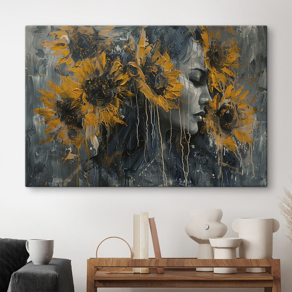 Painting of a woman with sunflowers Painting of a woman with sunflowers