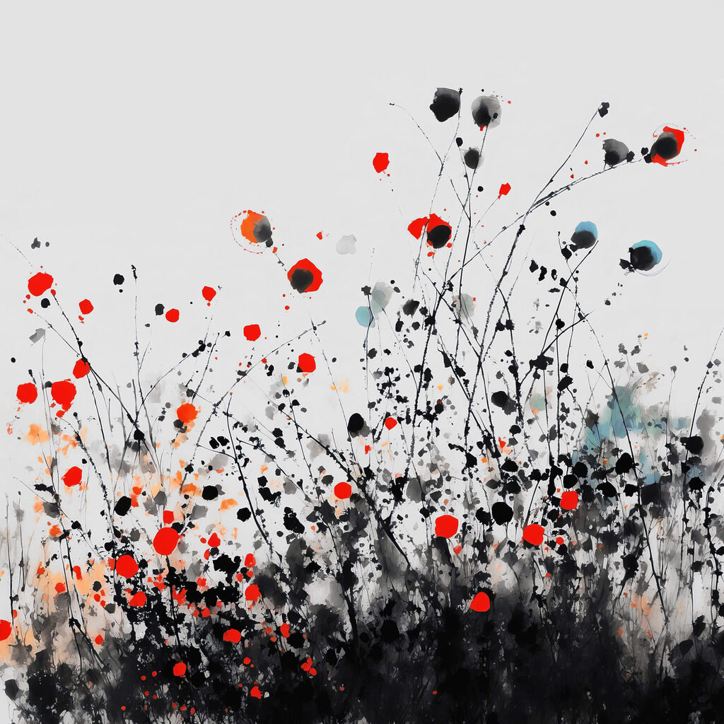 Group of flowers with red and black spots Group of flowers with red and black spots