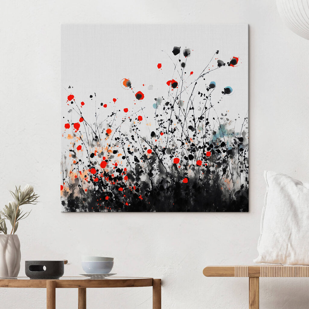 Group of flowers with red and black spots Group of flowers with red and black spots