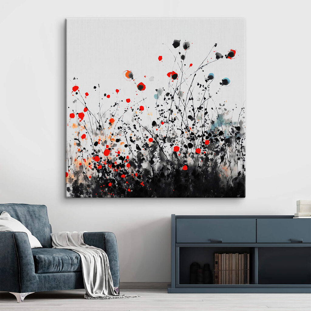 Group of flowers with red and black spots Group of flowers with red and black spots