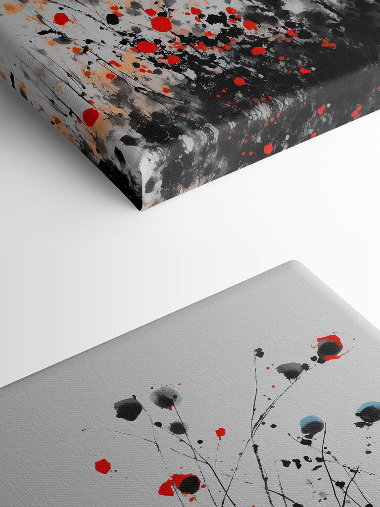 Group of flowers with red and black spots Group of flowers with red and black spots