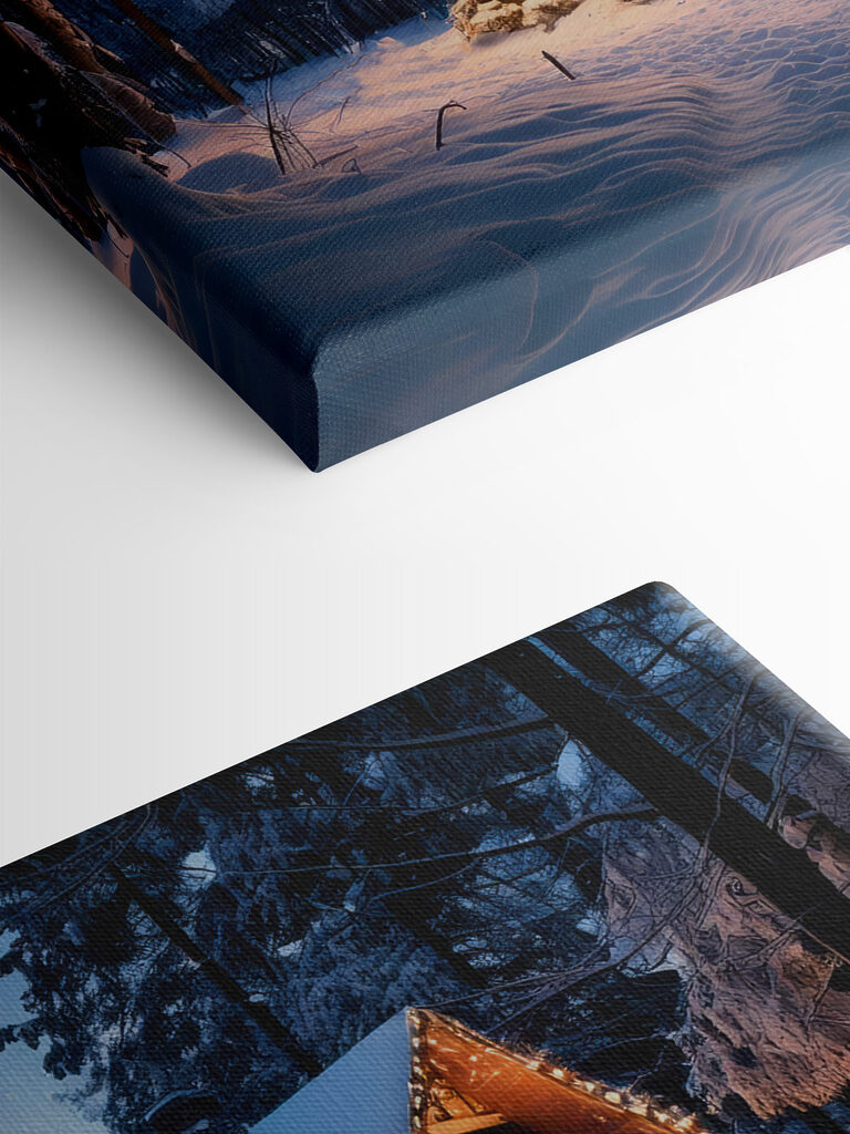 House with lights on it in the snow House with lights on it in the snow