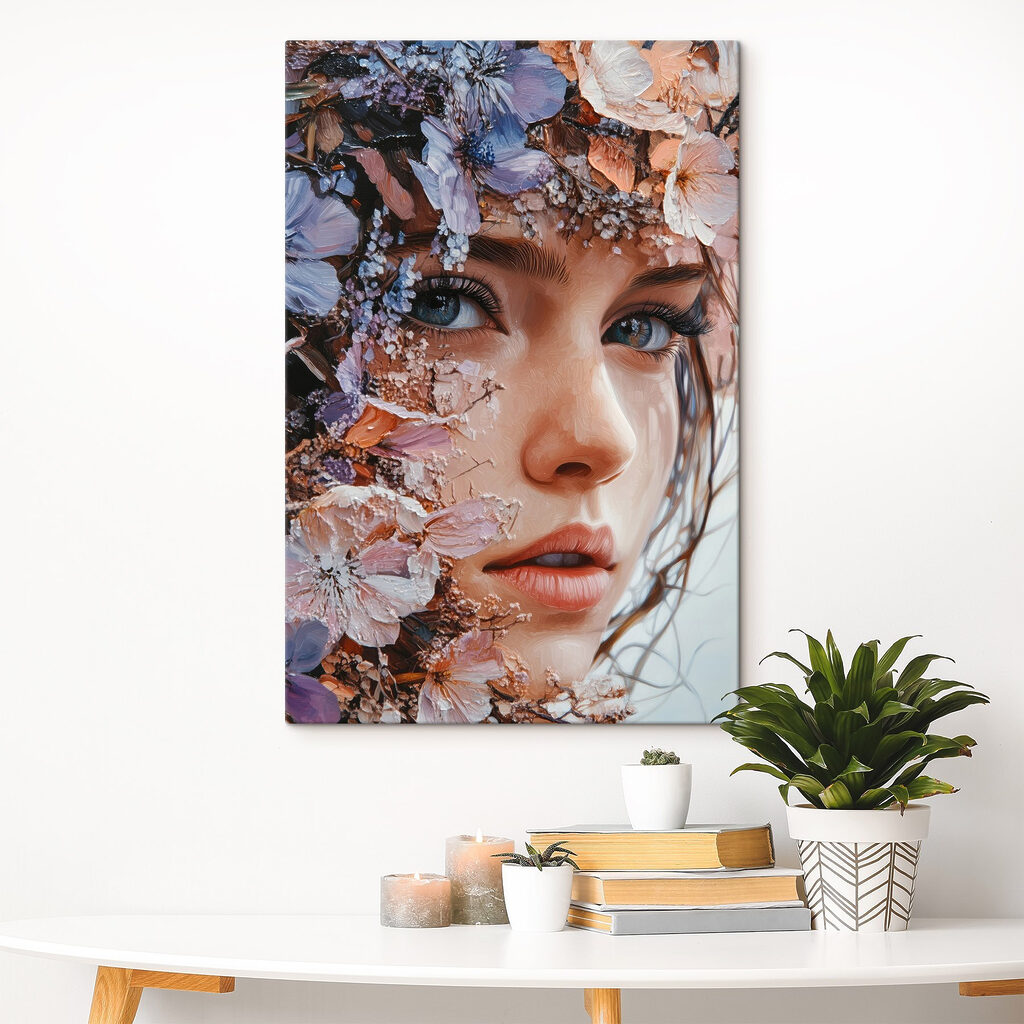 Woman with flowers on her face Woman with flowers on her face