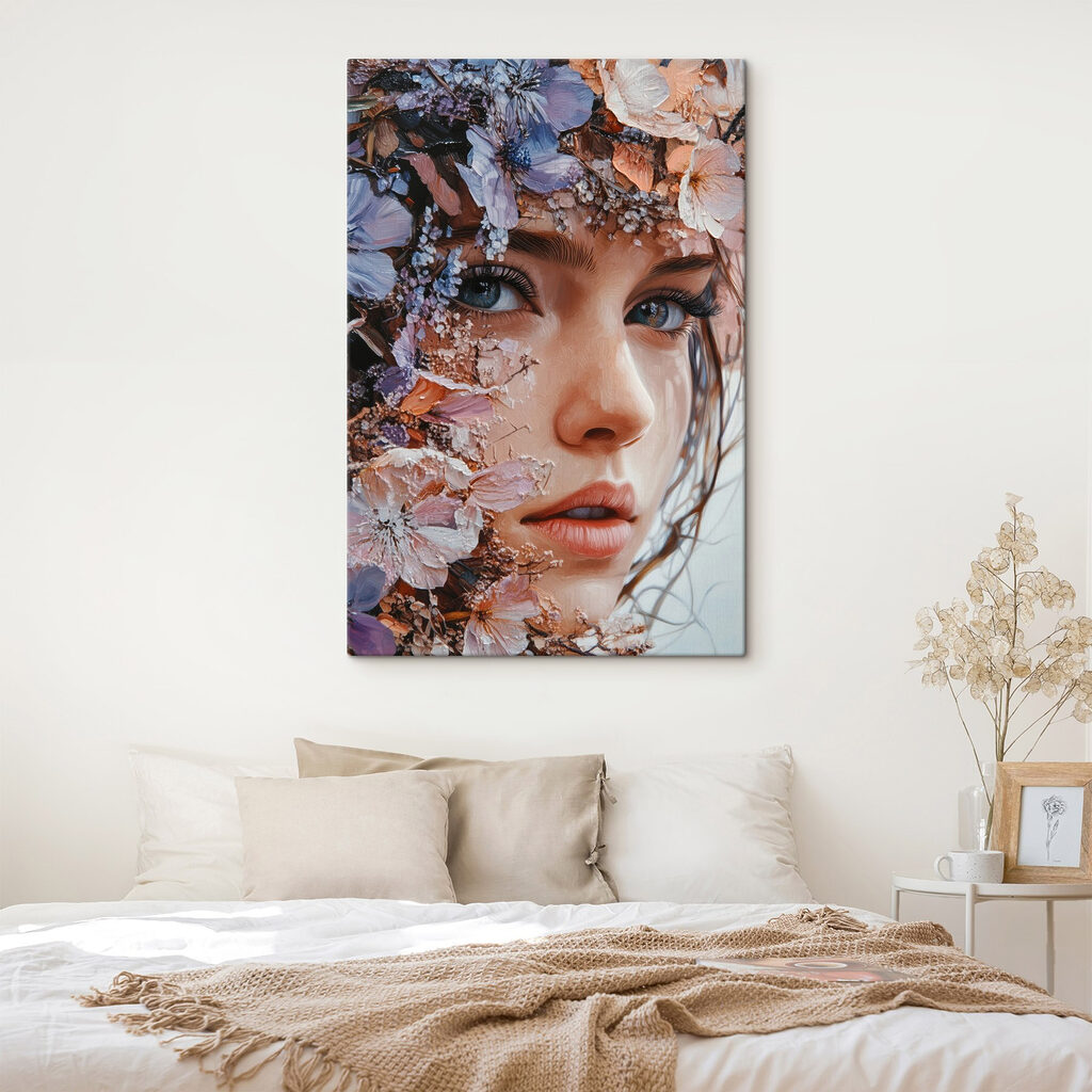 Woman with flowers on her face Woman with flowers on her face