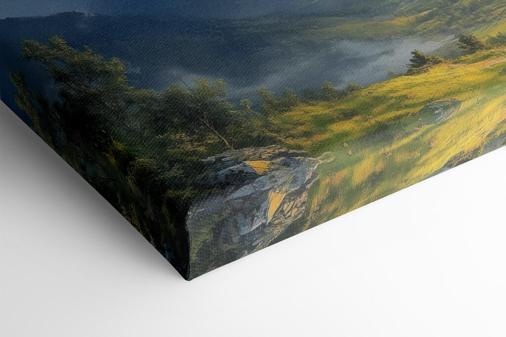 Landscape of mountains and a valley with clouds and sun Landscape of mountains and a valley with clouds and sun