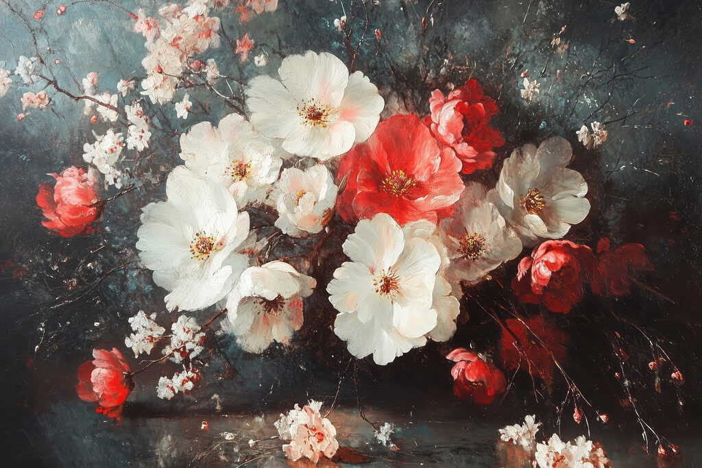 Painting of flowers on a table