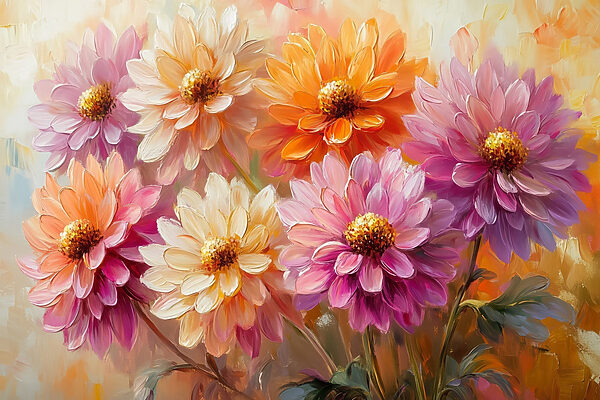 Painting of flowers on a canvas Painting of flowers on a canvas