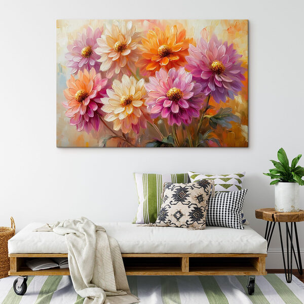 Painting of flowers on a canvas Painting of flowers on a canvas
