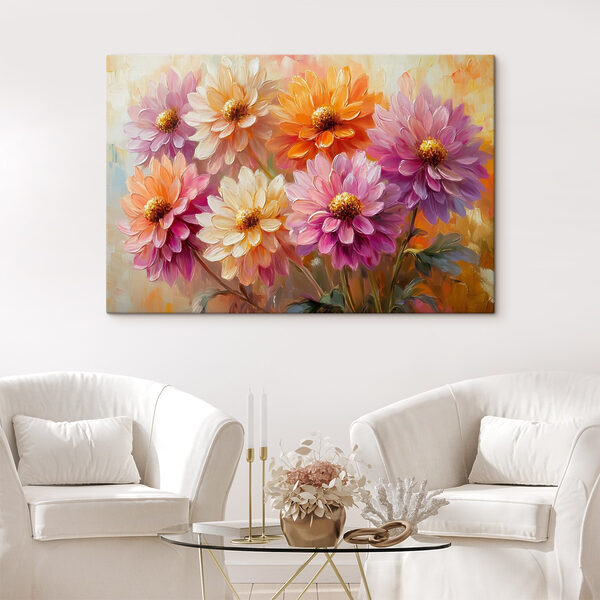 Painting of flowers on a canvas Painting of flowers on a canvas