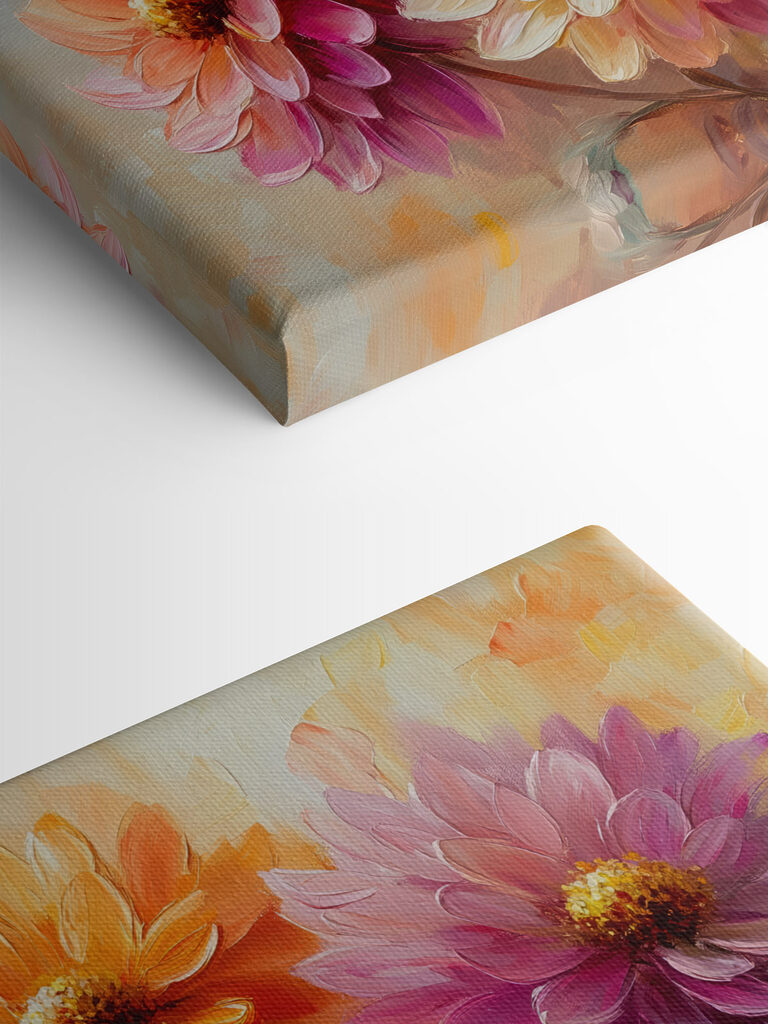 Painting of flowers on a canvas Painting of flowers on a canvas