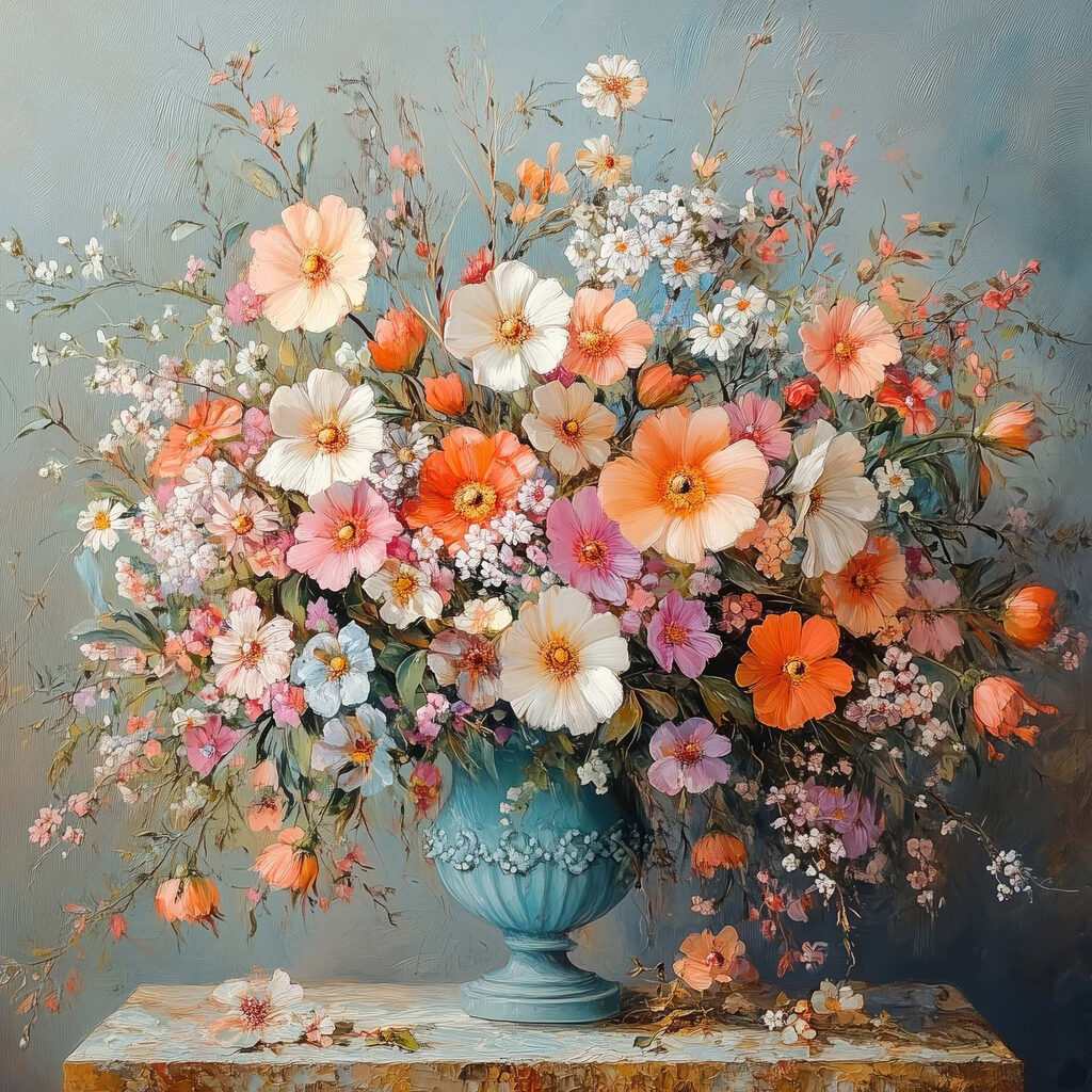 Vase of flowers on a stone surface