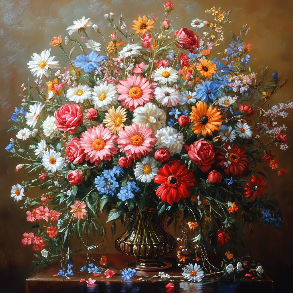 Painting of a bouquet of flowers Painting of a bouquet of flowers