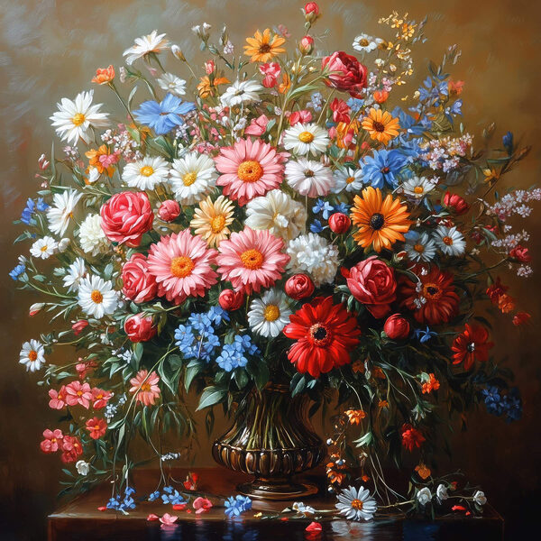 Painting of a bouquet of flowers Painting of a bouquet of flowers