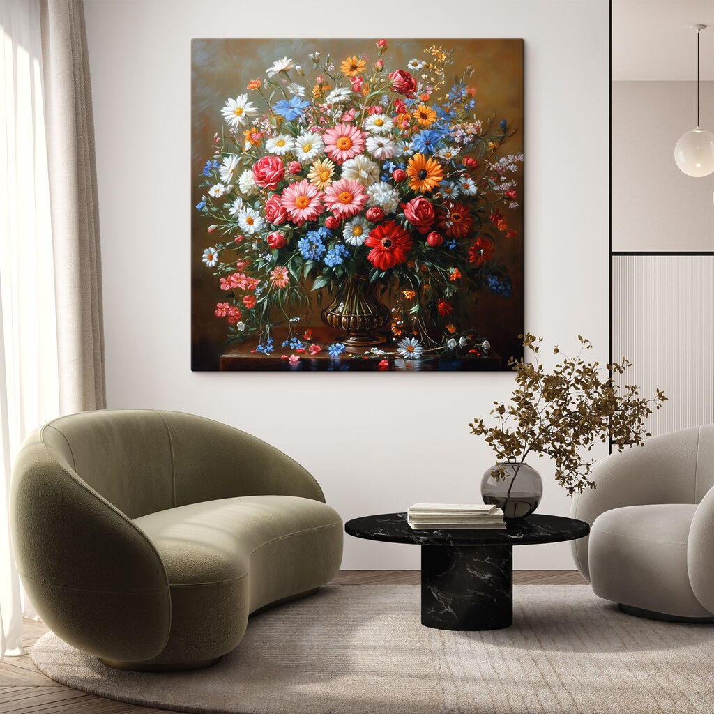 Painting of a bouquet of flowers Painting of a bouquet of flowers
