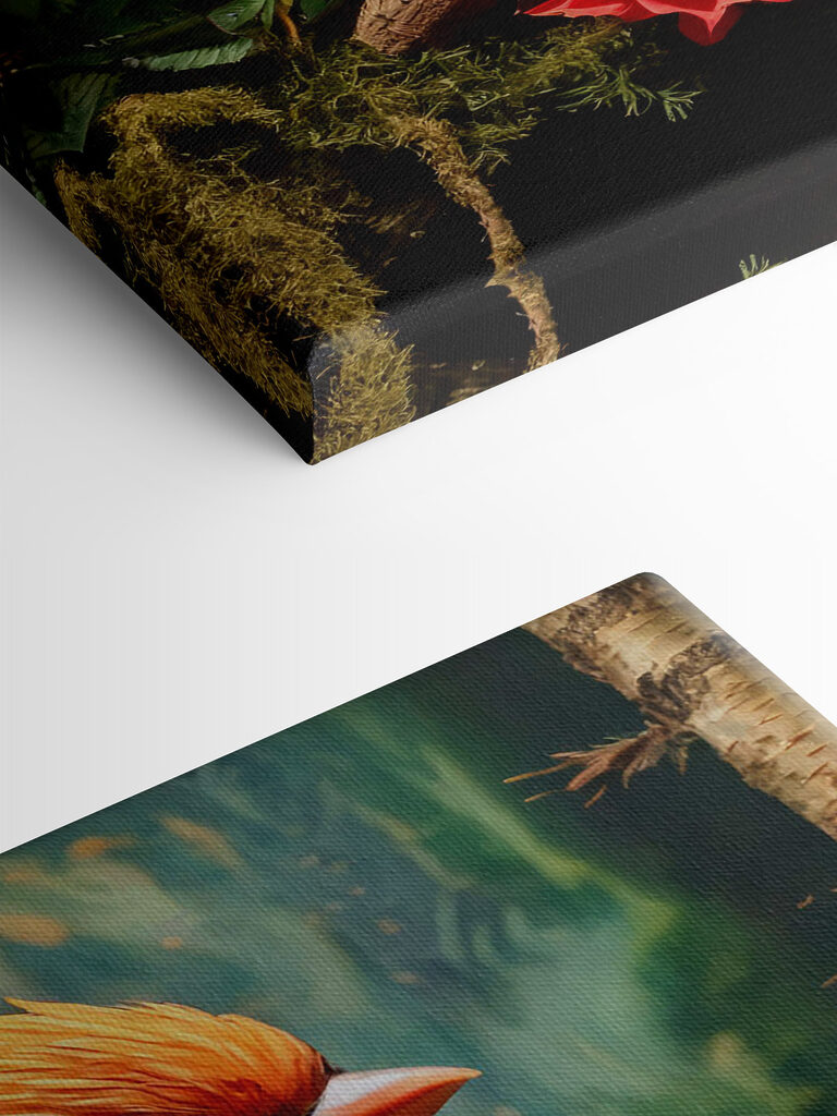 Colorful bird sitting on a branch with flowers Colorful bird sitting on a branch with flowers
