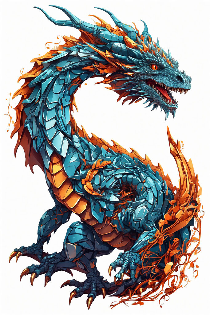 Blue and orange dragon