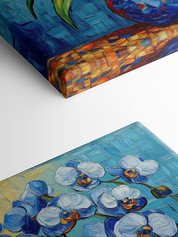 Painting of flowers in a blue vase Painting of flowers in a blue vase