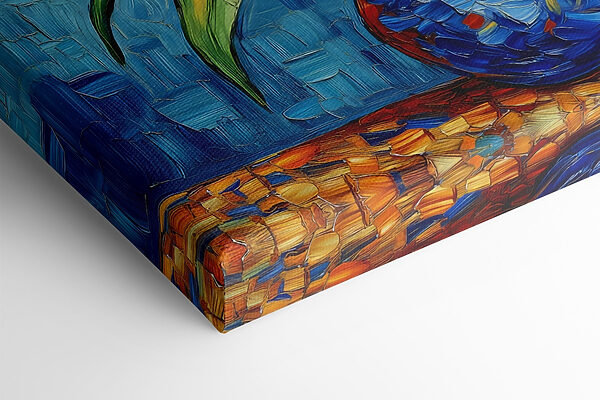 Painting of flowers in a blue vase Painting of flowers in a blue vase