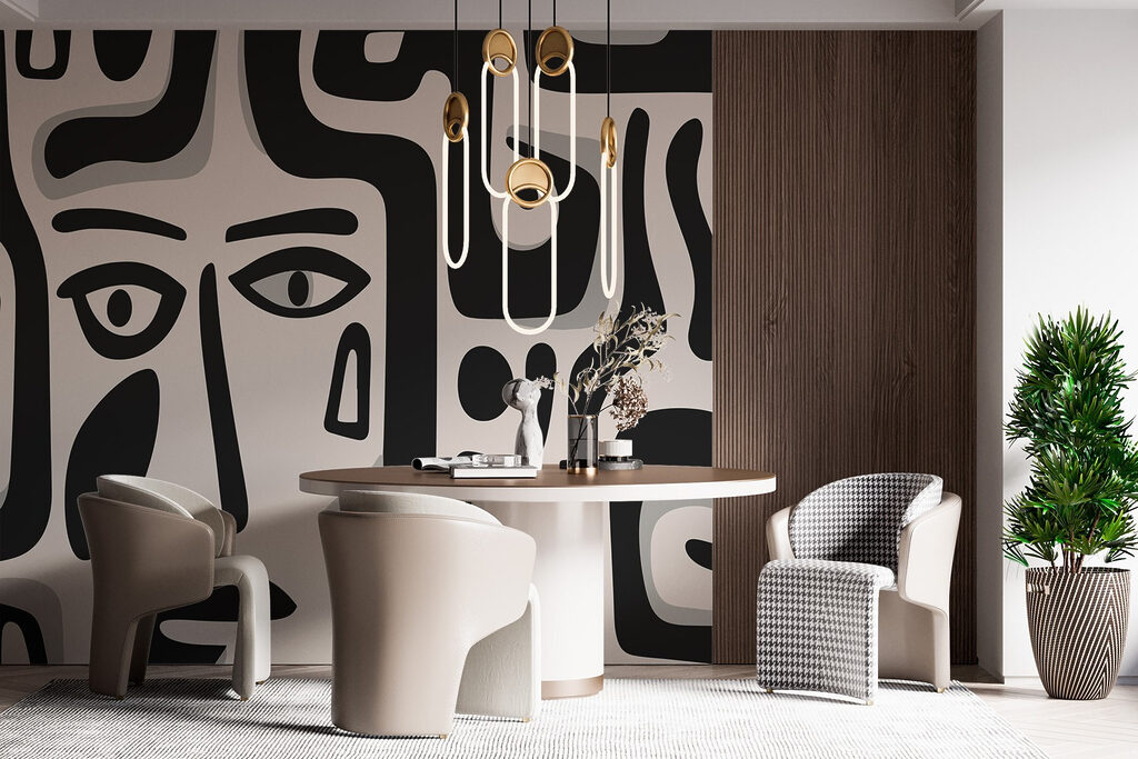 Black and white pattern with different shapes