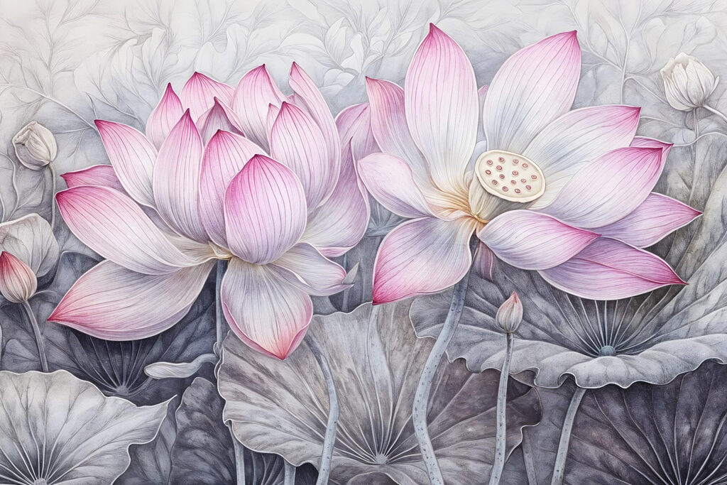 Painting of pink flowers