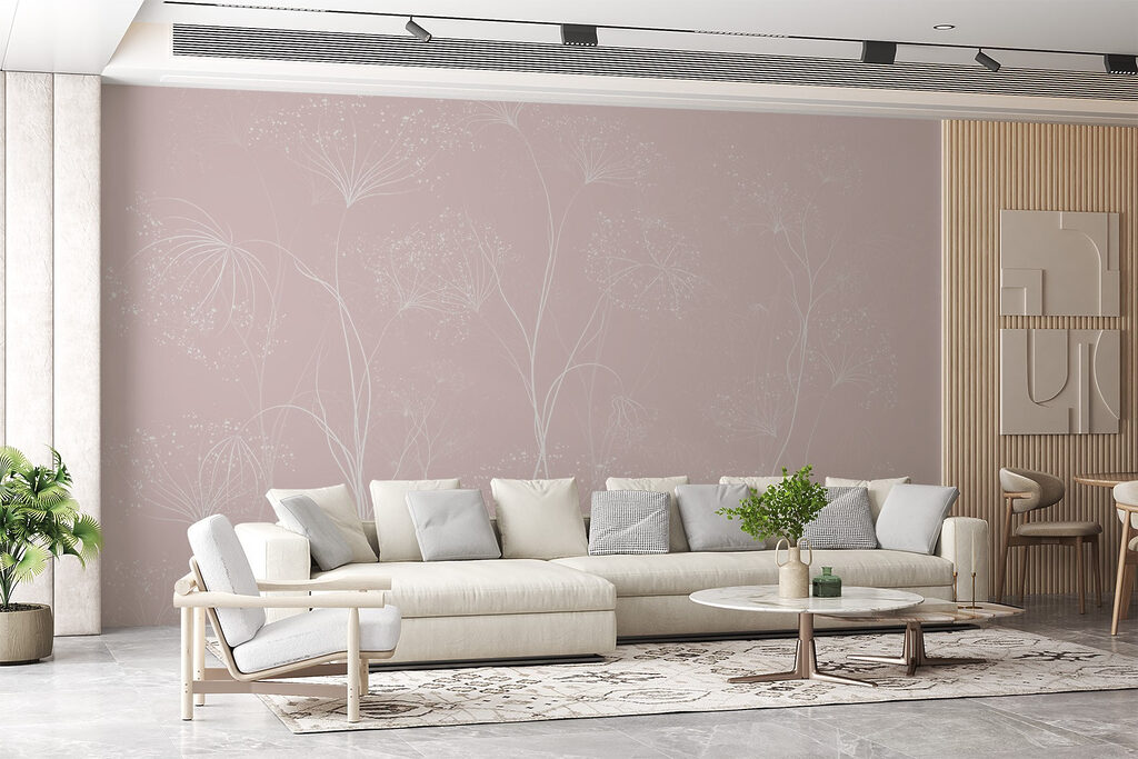 White flowers on a pink background