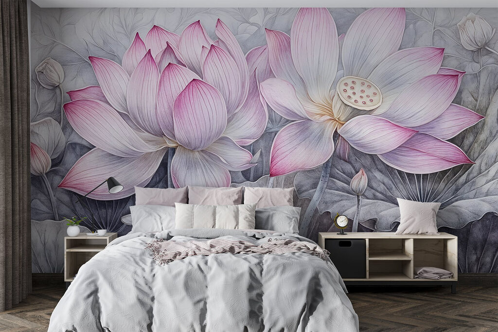 Painting of pink flowers