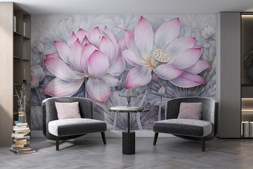 Painting of pink flowers