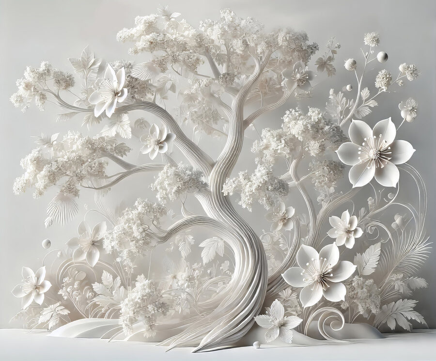 White tree with flowers White tree with flowers