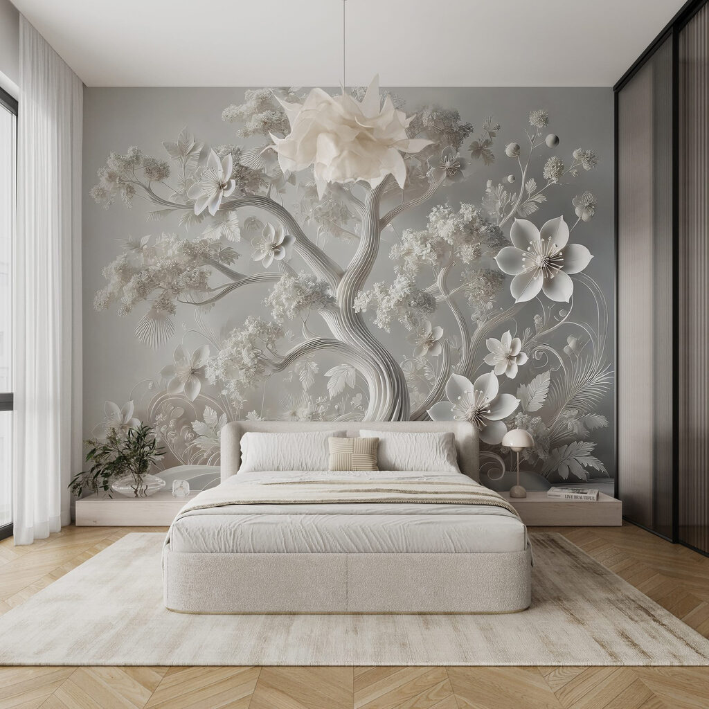 White tree with flowers