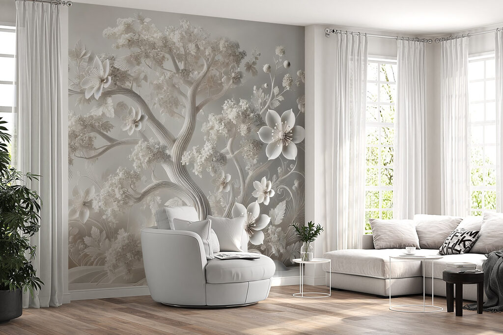 White tree with flowers