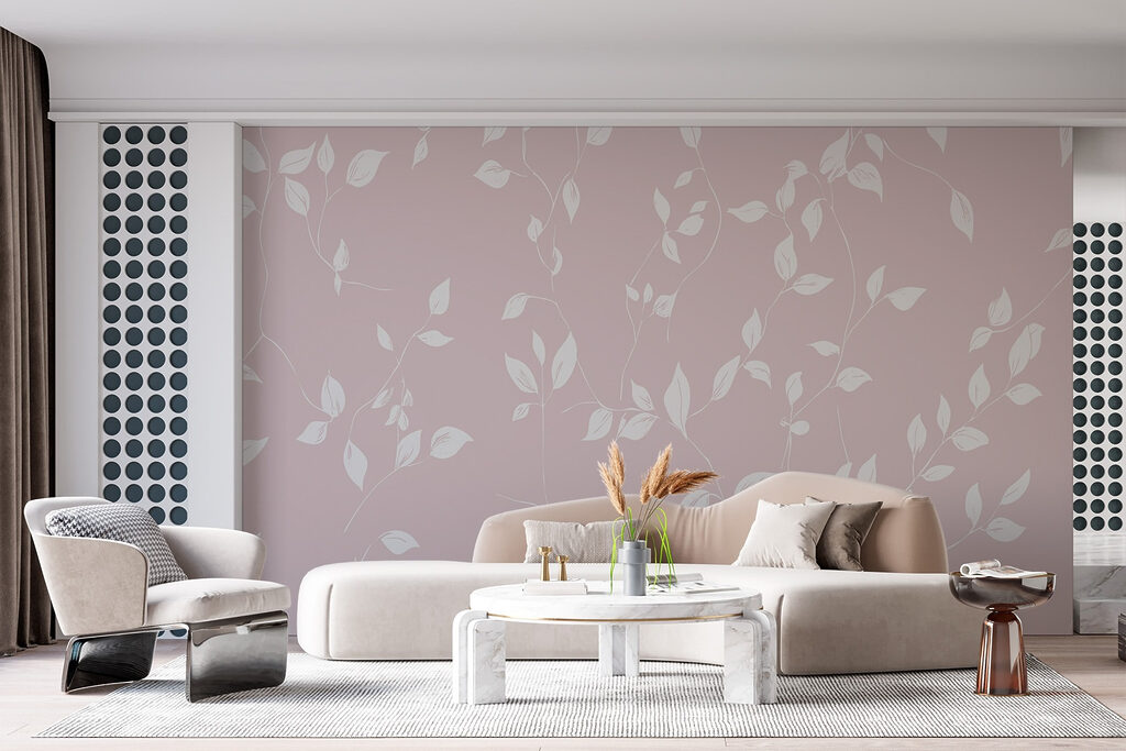 Pattern of white leaves on a pink background Pattern of white leaves on a pink background
