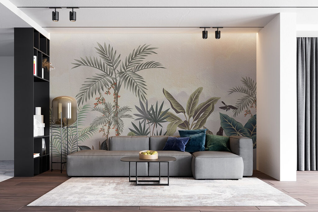 Wall painting of plants and birds